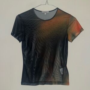 Miaou Black and Orange Fitted Graphic Tee